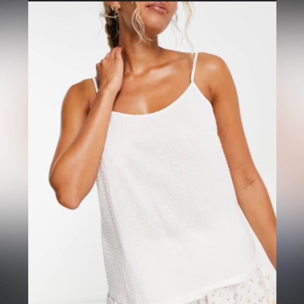 ASOS Loungeable Womens XS mix and match textured pajama cami in white NEW